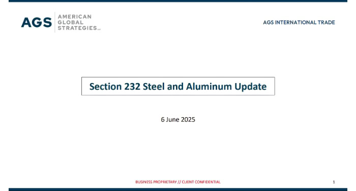Section 232 Steel and Aluminum Update