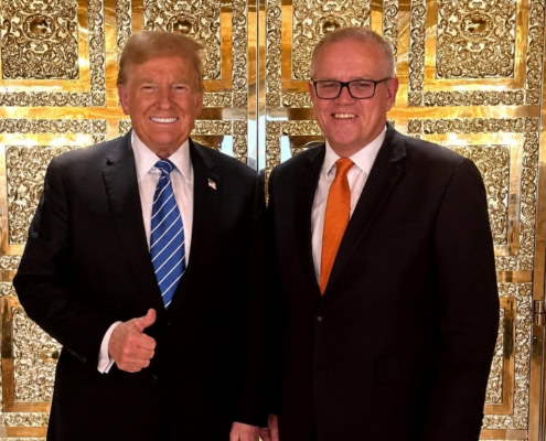 Scott Morrison with President Trump during international market discussions