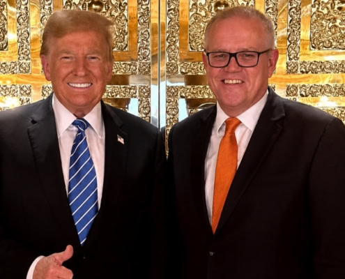 Scott Morrison with President Trump during a formal diplomatic meeting