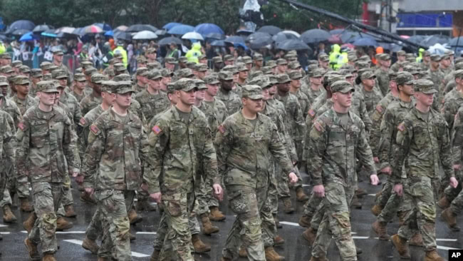 FILE - U.S. Army soldiers take part in a parade during the 75th South Korea Armed Forces Day ceremony in Seoul, South Korea, Sept. 26, 2023.